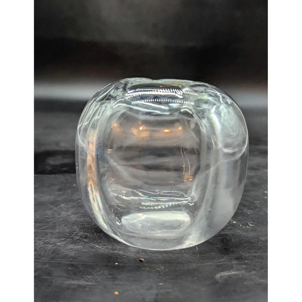 Orrefors Sweden Art Glass Corona Bowl Lars Hellsten Modernist Etched Goose 5.5